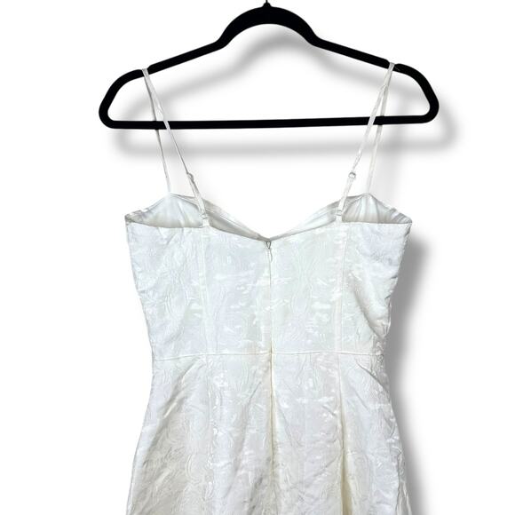 Lulus NWOT Meet For Tea White Woven Jacquard Corset Bustier Midi Dress Small - Picture 10 of 11